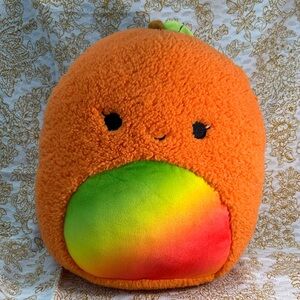 Squishmallows Orange Plush with Rainbow Accents